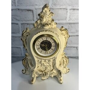 Vintage German Ceramic Mantel Clock – Ornate Baroque Retro Décor